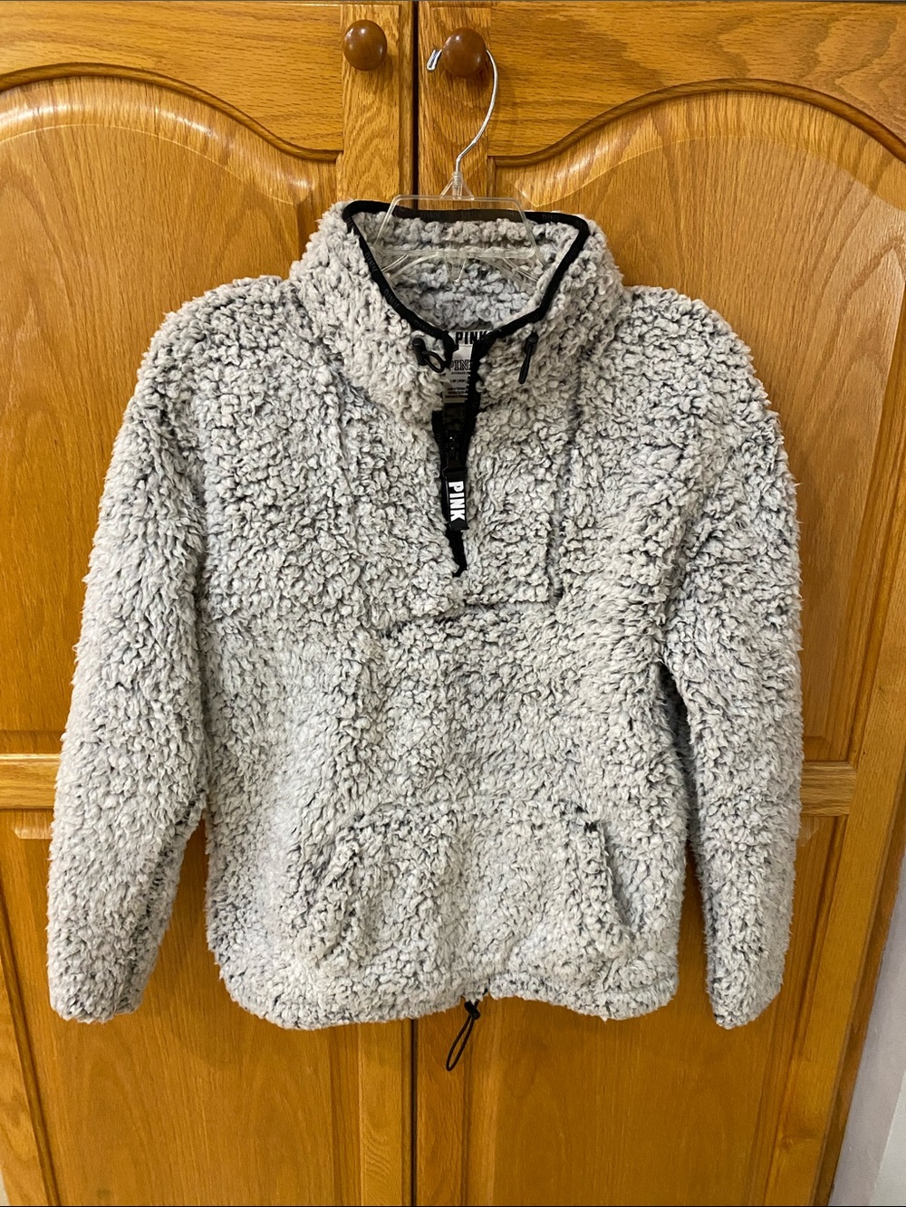PINK Victoria's Secret Gray Sherpa Half-Zip Pullover. Size XS.
